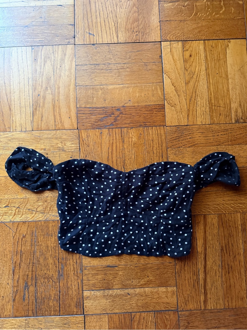 Abercrombie and Fitch Off-Shoulder Black Polka Dot Crop Top